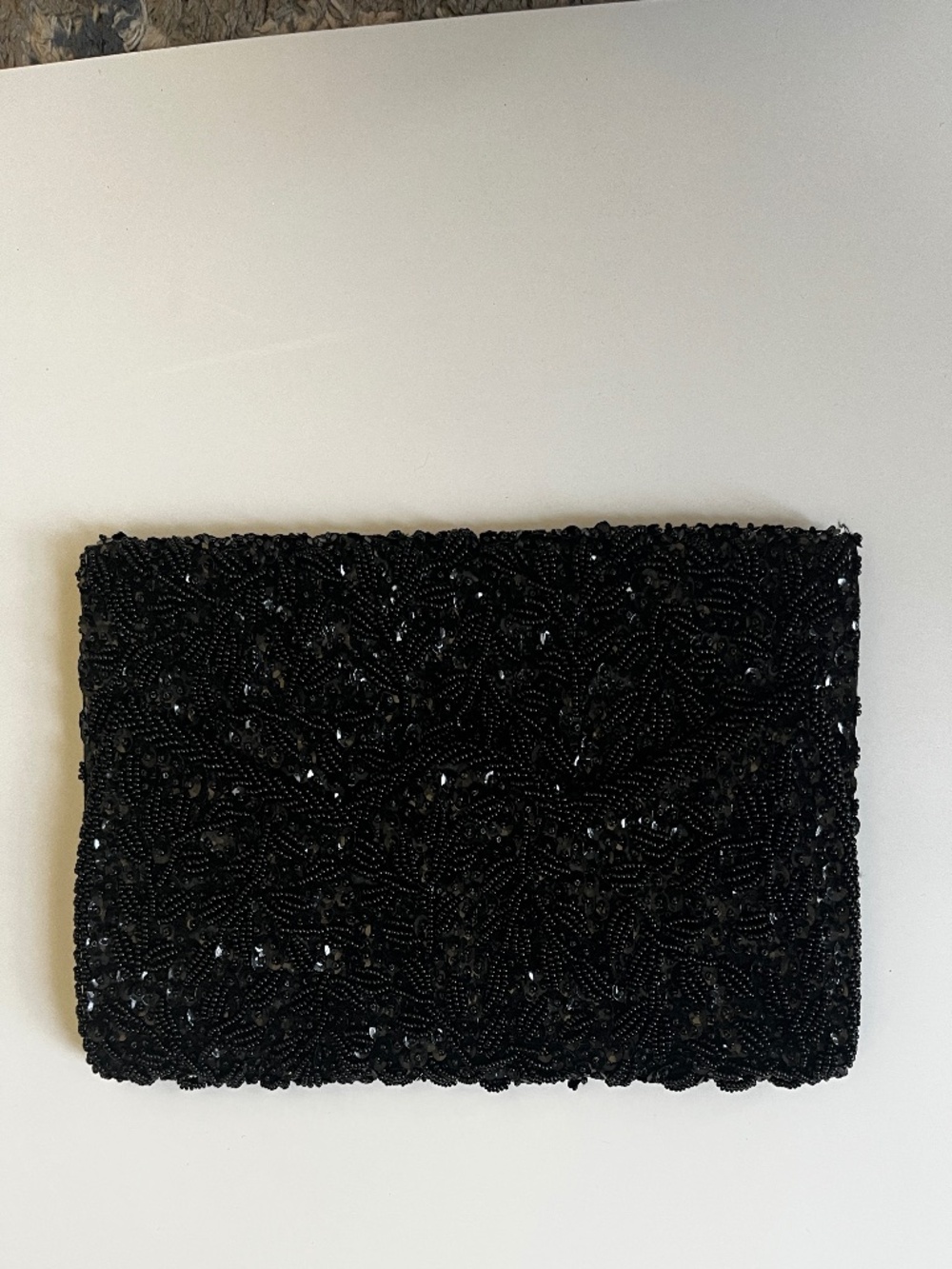 Vintage La Regale Black Hand Beaded Evening Clutch Made in Hong Kong
